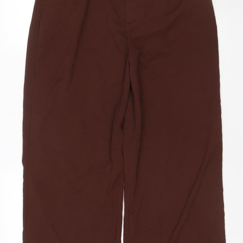 Stradivarius Women Brown Wide-Leg Trousers UK 14