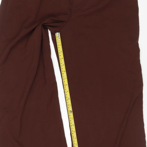 Stradivarius Women Brown Wide-Leg Trousers UK 14