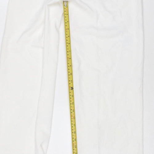 Zara Womens White Wide-Leg Trousers Size S Polyester