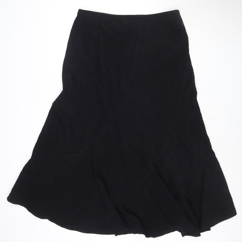 Next Women Black Flared Knee Length Skirt Size 14 Polyester Blend