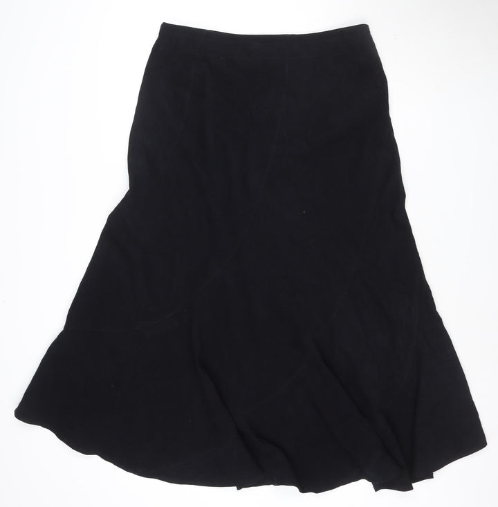 Next Women Black Flared Knee Length Skirt Size 14 Polyester Blend
