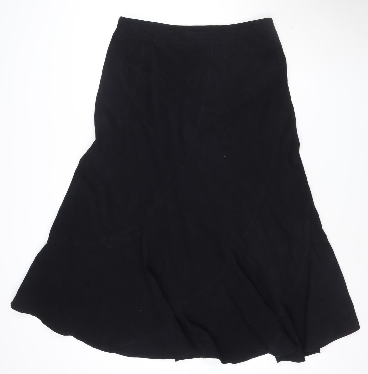 Next Women Black Flared Knee Length Skirt Size 14 Polyester Blend