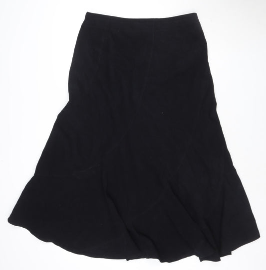 Next Women Black Flared Knee Length Skirt Size 14 Polyester Blend