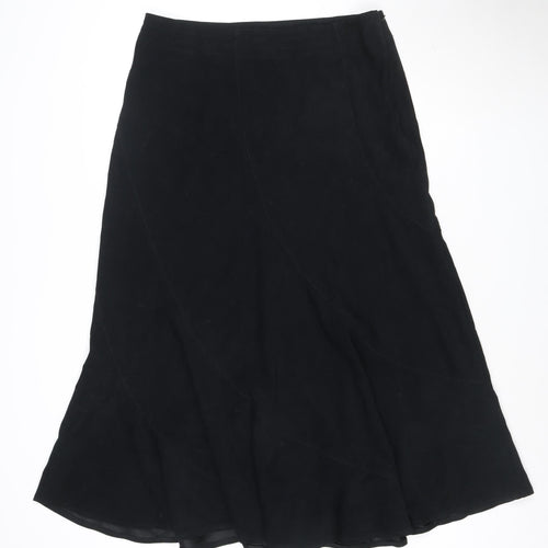 Next Women Black Flared Knee Length Skirt Size 14 Polyester Blend
