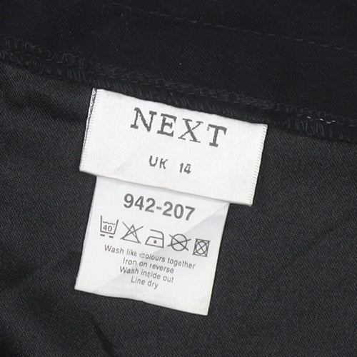 Next Women Black Flared Knee Length Skirt Size 14 Polyester Blend