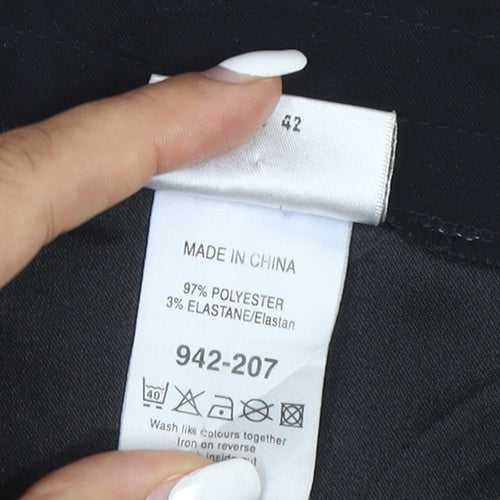 Next Women Black Flared Knee Length Skirt Size 14 Polyester Blend