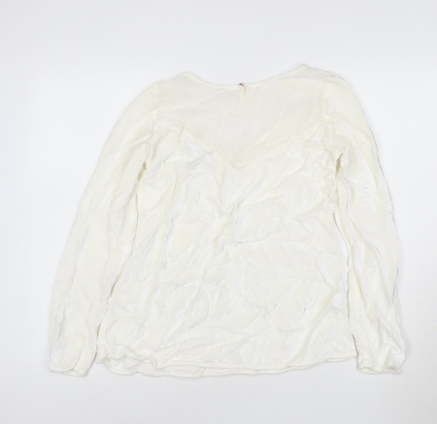 Ghost Women Ivory Viscose Long Sleeve V-Neck Blouse M