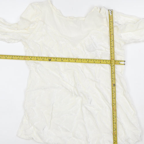 Ghost Women Ivory Viscose Long Sleeve V-Neck Blouse M