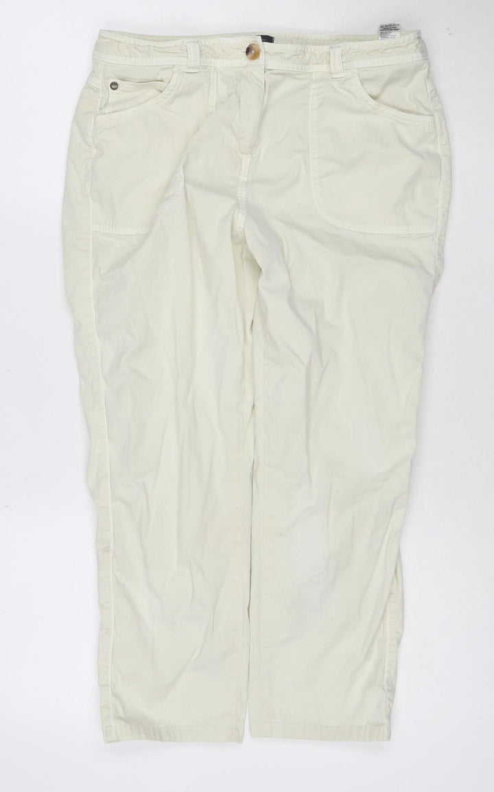 Marks and Spencer Womens Ivory Straight Jeans Size 12 Cotton Blend