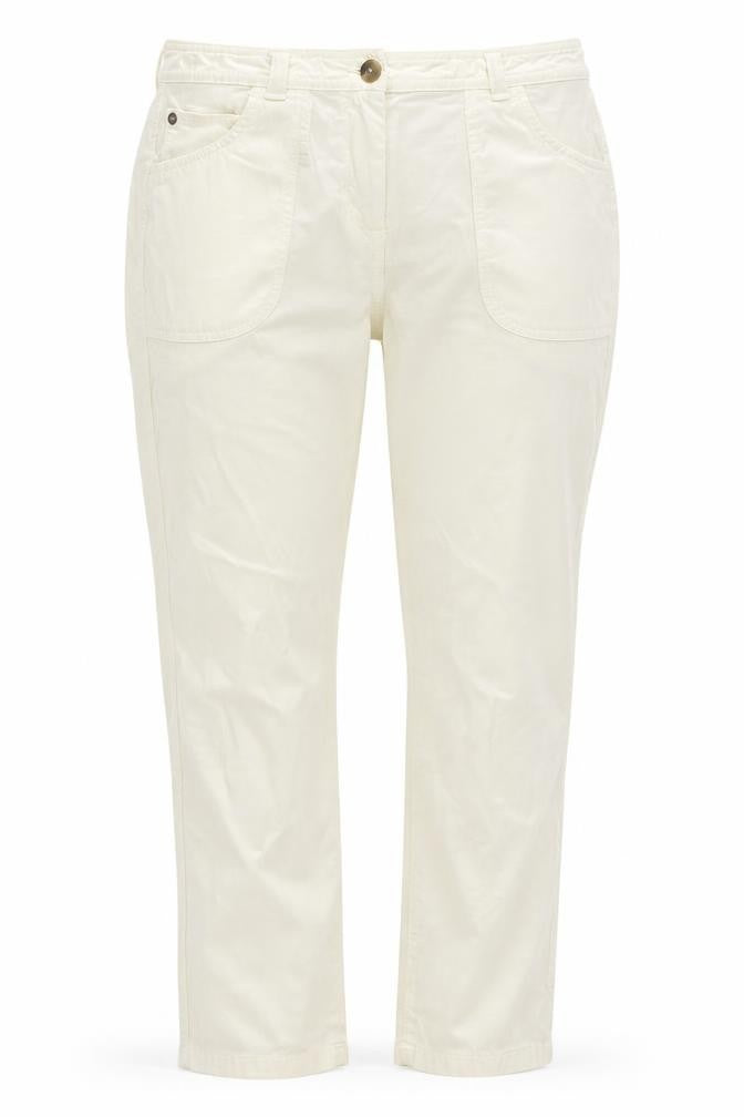 Front view of Marks & Spencer women’s ivory straight jeans, size UK 12, cotton blend