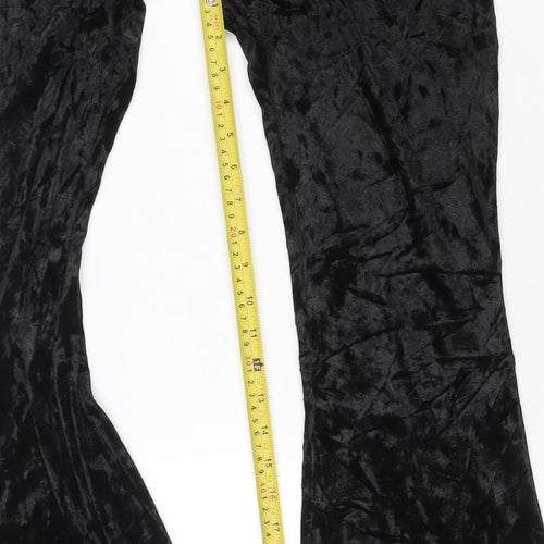 Topshop Women’s Black Velvet Flared Trousers Size 10
