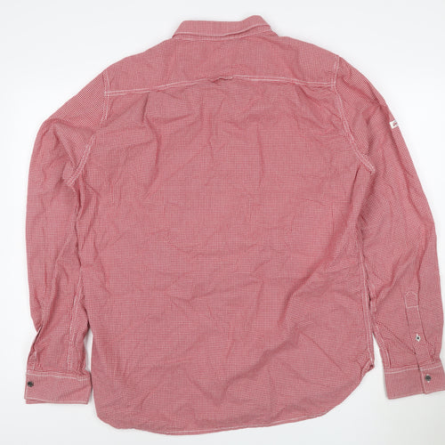 Superdry Men's Red Check Oxford Long Sleeve Cotton Shirt L
