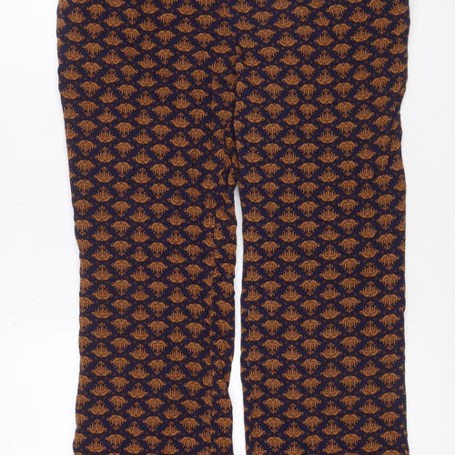 Cotton Traders Women Blue Brown Paisley Trousers Size 16 Viscose