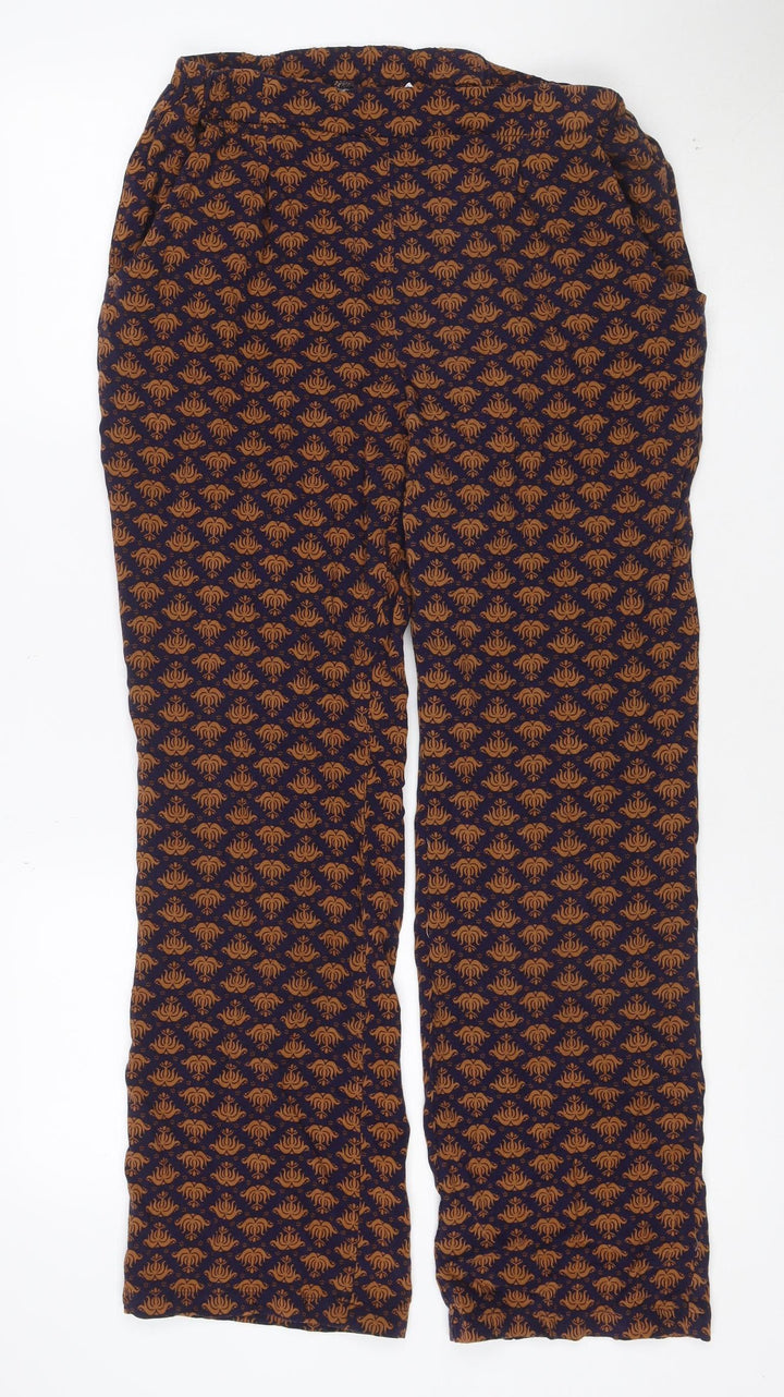Cotton Traders Women Blue Brown Paisley Trousers Size 16 Viscose