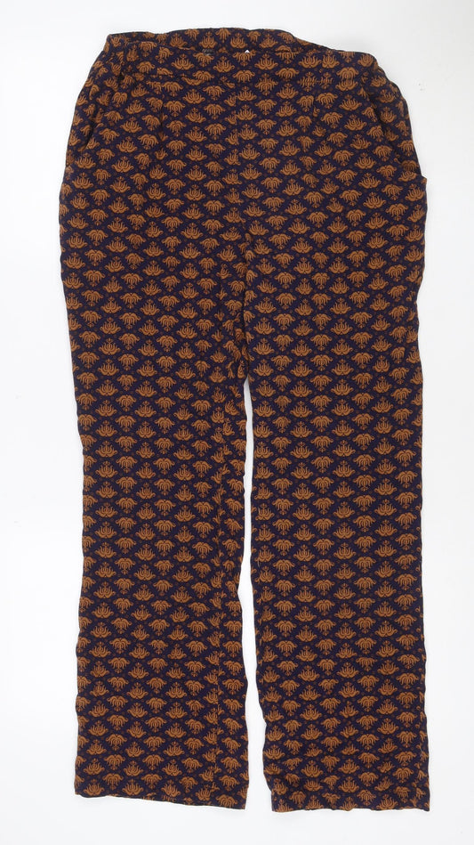 Cotton Traders Women Blue Brown Paisley Trousers Size 16 Viscose
