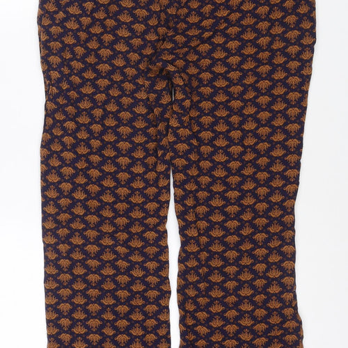 Cotton Traders Women Blue Brown Paisley Trousers Size 16 Viscose