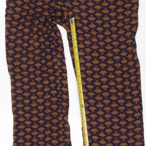 Cotton Traders Women Blue Brown Paisley Trousers Size 16 Viscose
