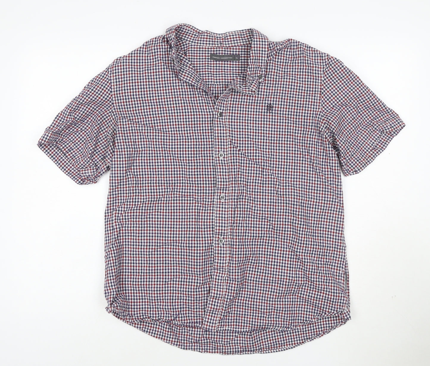 French Connection Men’s Multicoloured Check Button-Up Cotton Shirt XL