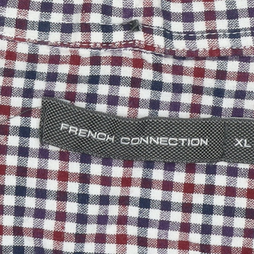French Connection Men’s Multicoloured Check Button-Up Cotton Shirt XL