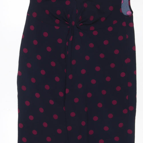 Marks and Spencer Women Blue Polka Dot Size 12 Sheath Dress
