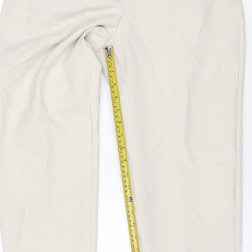 ZARA Women's Beige Straight Leg Trousers M Polyester Blend