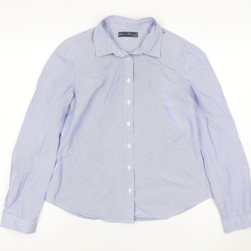 Marks and Spencer Women’s Blue Striped Long Sleeve Button-Up Shirt Size 10