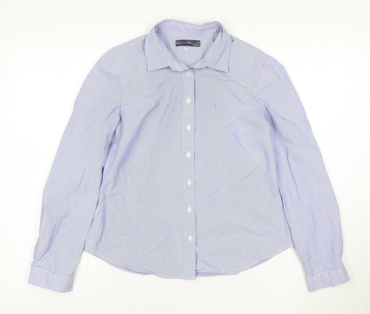 Marks and Spencer Women’s Blue Striped Long Sleeve Button-Up Shirt Size 10