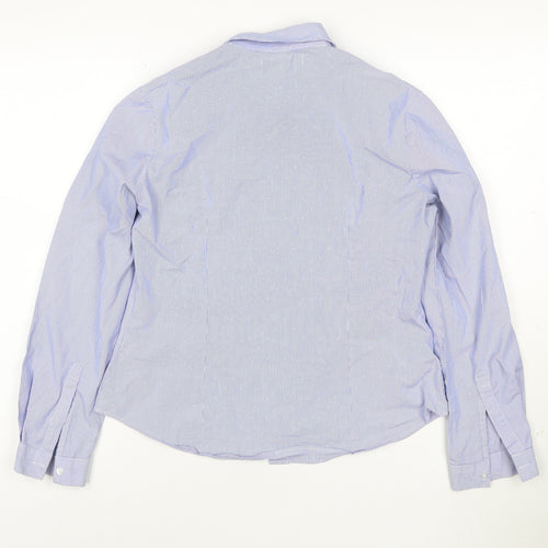 Marks and Spencer Women’s Blue Striped Long Sleeve Button-Up Shirt Size 10