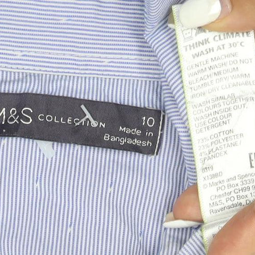 Marks and Spencer Women’s Blue Striped Long Sleeve Button-Up Shirt Size 10
