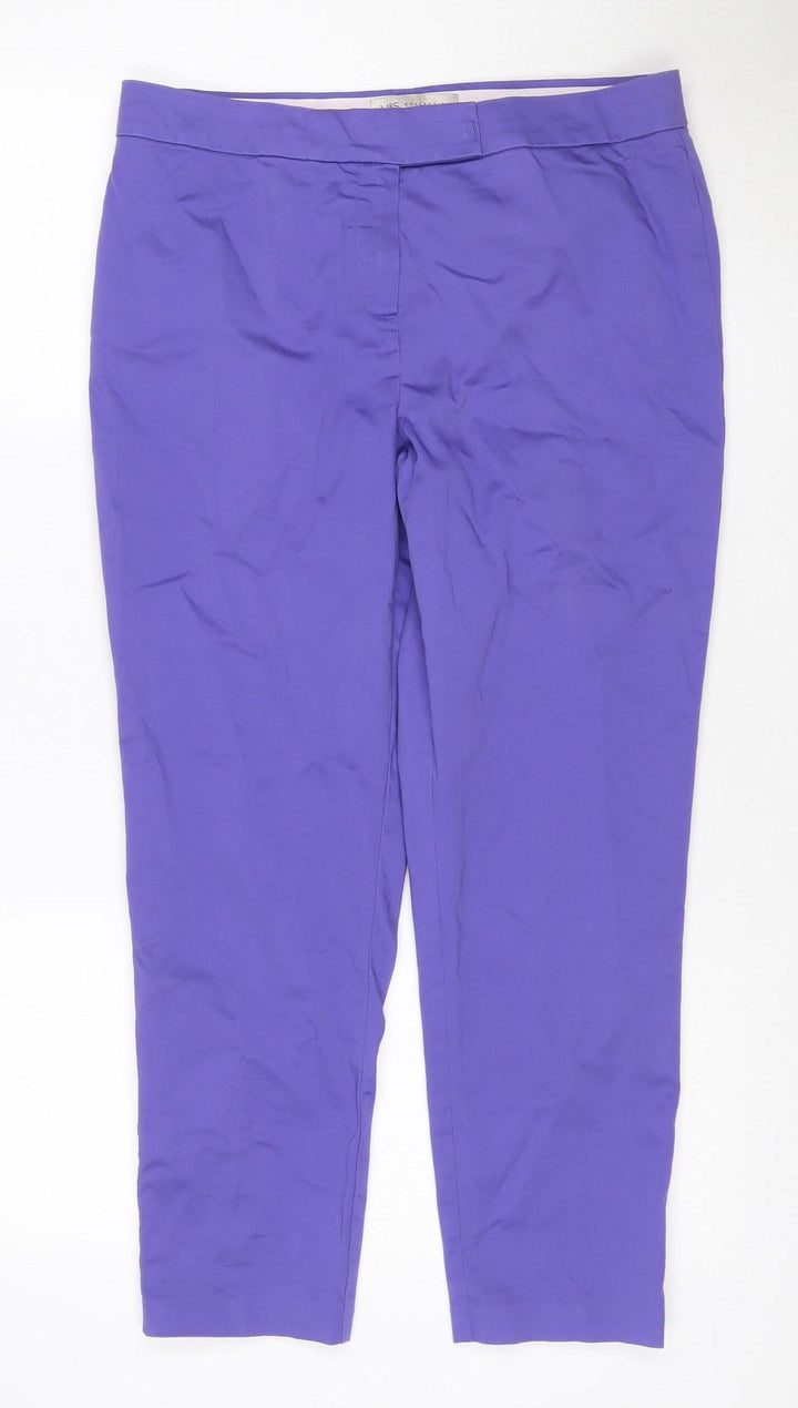 Marks and Spencer Women Purple Cotton Stretch Slim Trousers Size 12