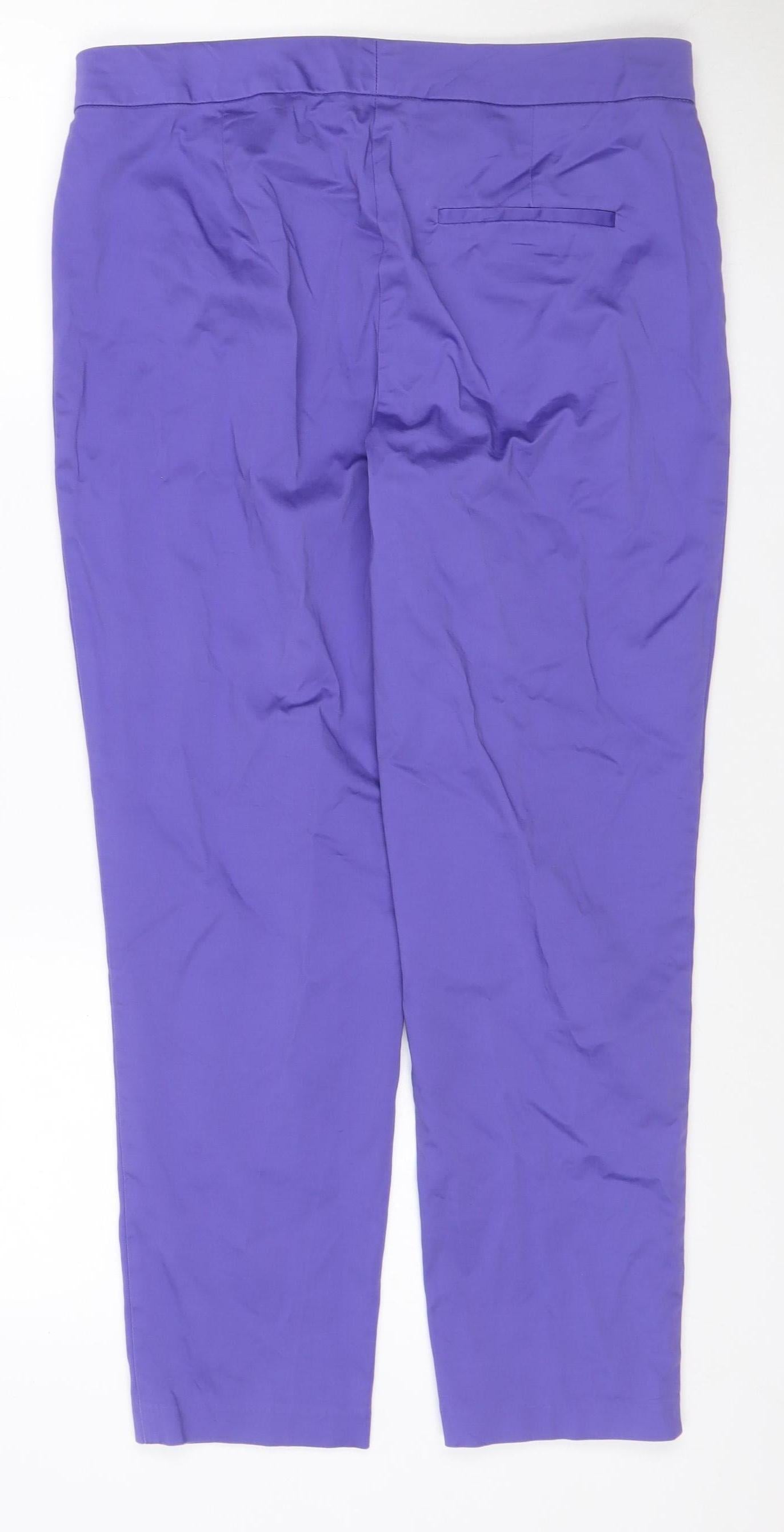 Marks and Spencer Women Purple Cotton Stretch Slim Trousers Size 12