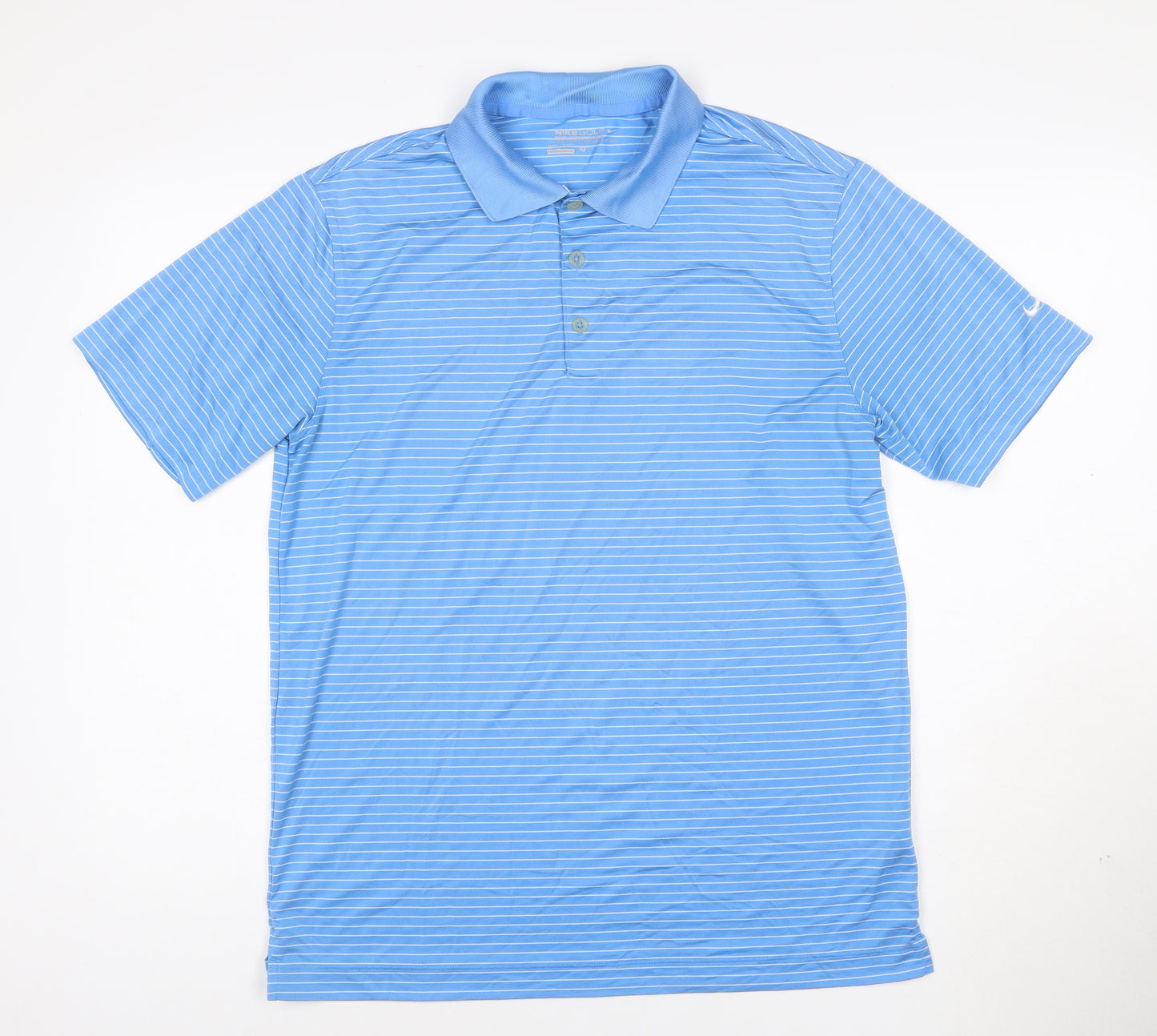 Nike Golf Men's Blue Striped Dri-Fit Polo Shirt M Regular Fit