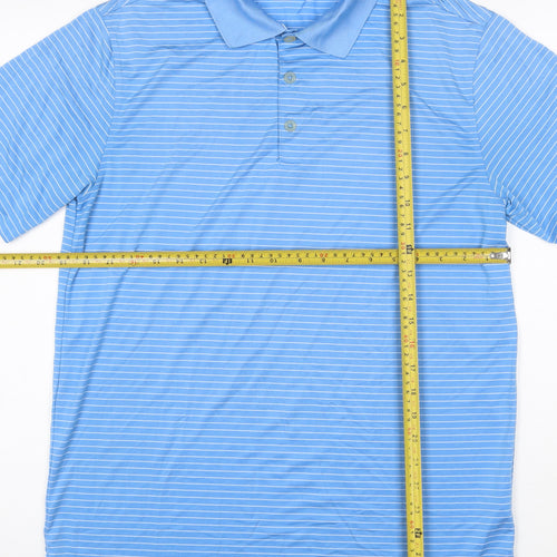 Nike Golf Men's Blue Striped Dri-Fit Polo Shirt M Regular Fit