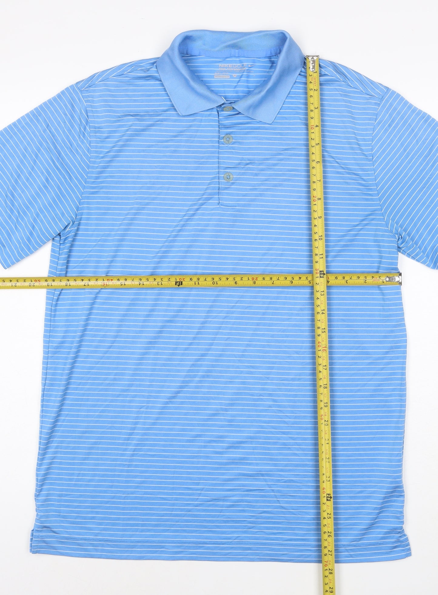 Nike Golf Men's Blue Striped Dri-Fit Polo Shirt M Regular Fit