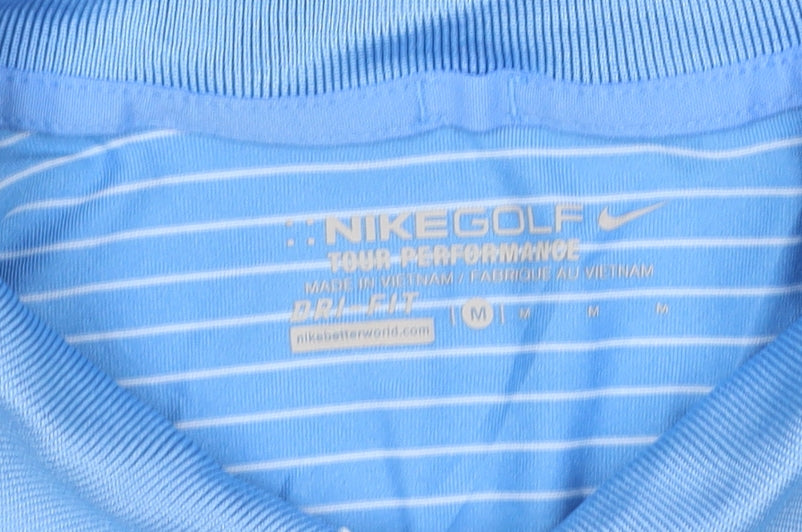 Nike Golf Men's Blue Striped Dri-Fit Polo Shirt M Regular Fit
