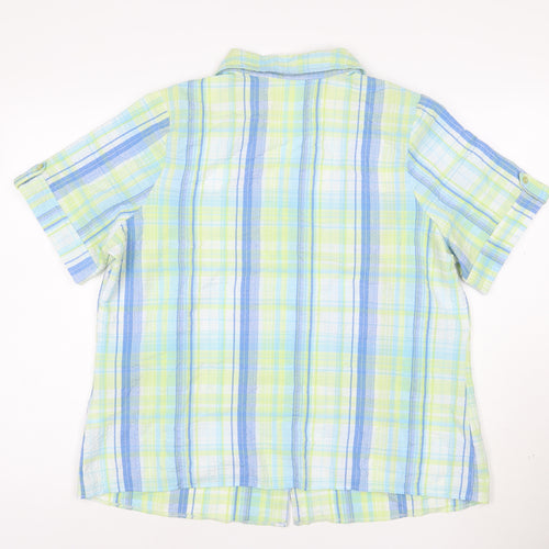 Marks and Spencer Women's Multicoloured Check Cotton Short Sleeve Button-Up Shirt Size 18