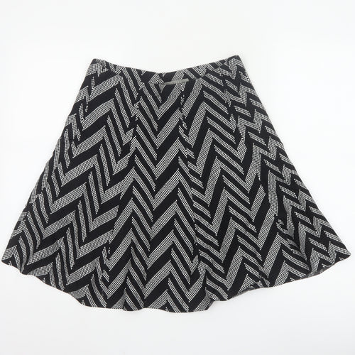 Oasis Women's Black A-Line Geometric Knit Skirt Size S