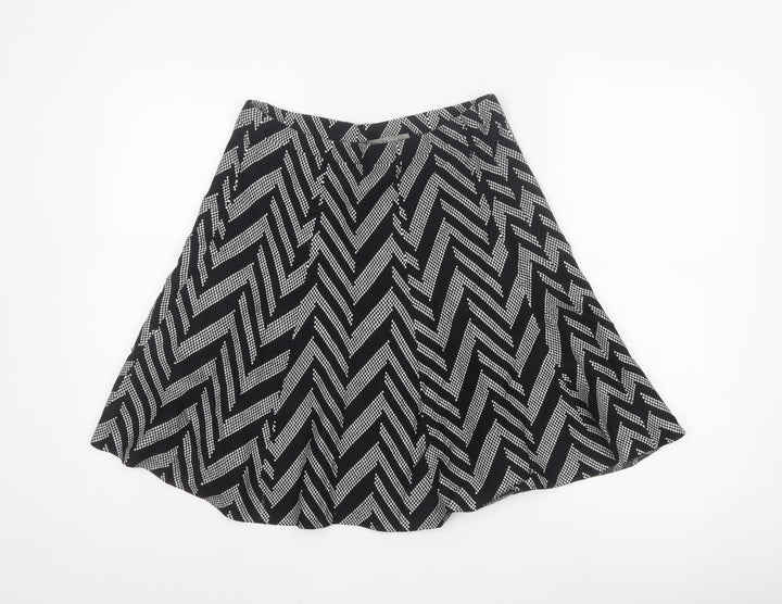 Oasis Women's Black A-Line Geometric Knit Skirt Size S
