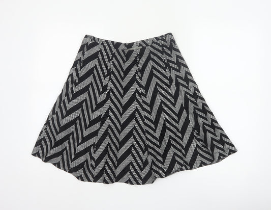 Oasis Women's Black A-Line Geometric Knit Skirt Size S