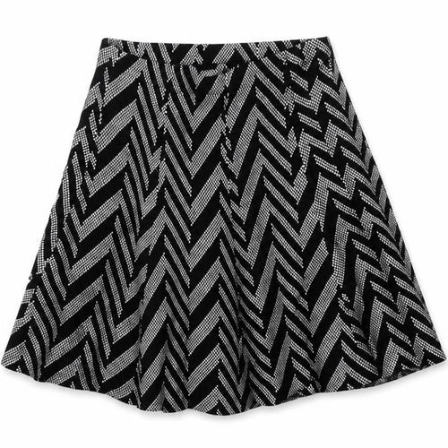 Oasis Women's Black A-Line Geometric Knit Skirt Size S