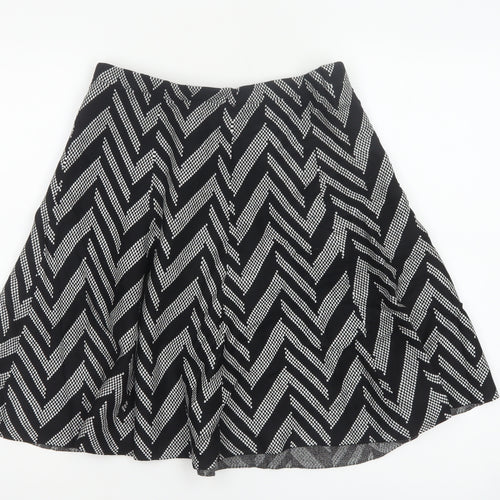 Oasis Women's Black A-Line Geometric Knit Skirt Size S