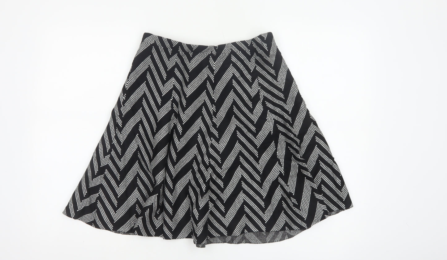 Oasis Women's Black A-Line Geometric Knit Skirt Size S