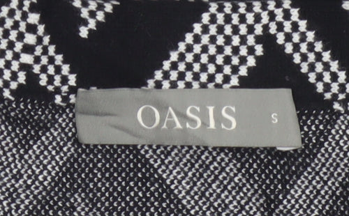 Oasis Women's Black A-Line Geometric Knit Skirt Size S