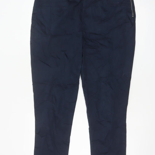 Wallis Womens Navy Blue Slim Trousers UK 16 Cotton Blend