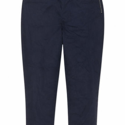 Wallis Womens Navy Blue Slim Trousers UK 16 Cotton Blend