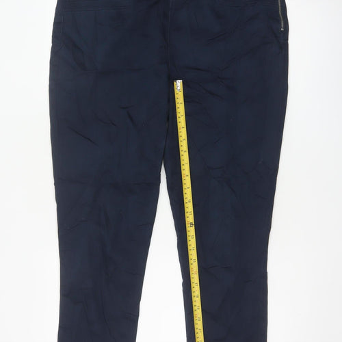 Wallis Womens Navy Blue Slim Trousers UK 16 Cotton Blend