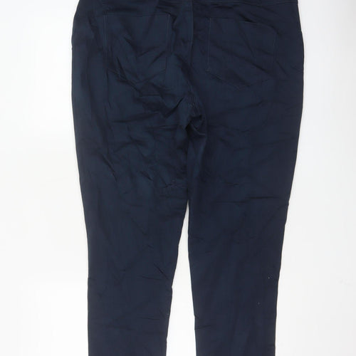 Wallis Womens Navy Blue Slim Trousers UK 16 Cotton Blend