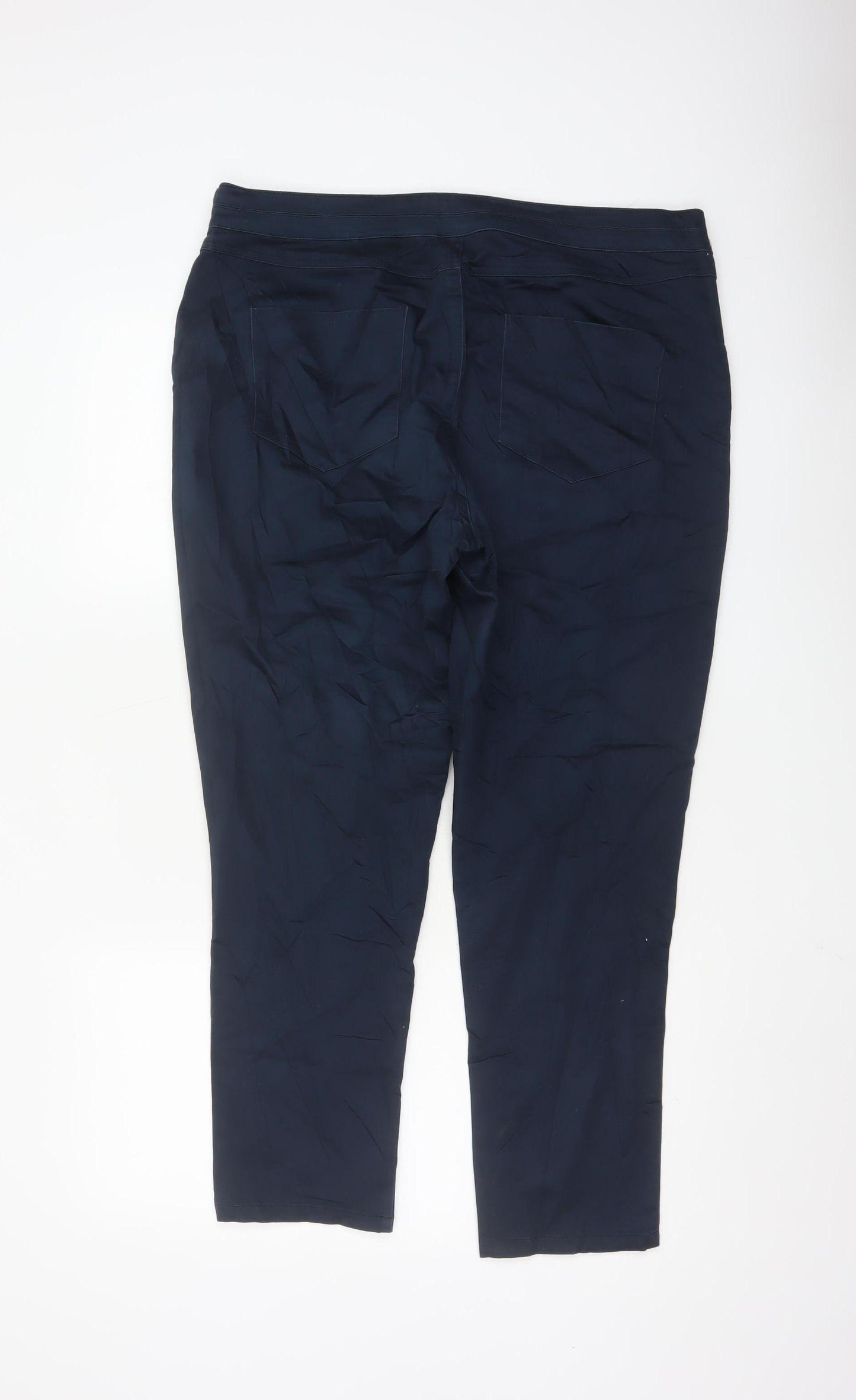 Wallis Womens Navy Blue Slim Trousers UK 16 Cotton Blend