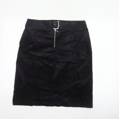Next Women Black Knee Length Pencil Skirt UK 14 Cotton Stretch