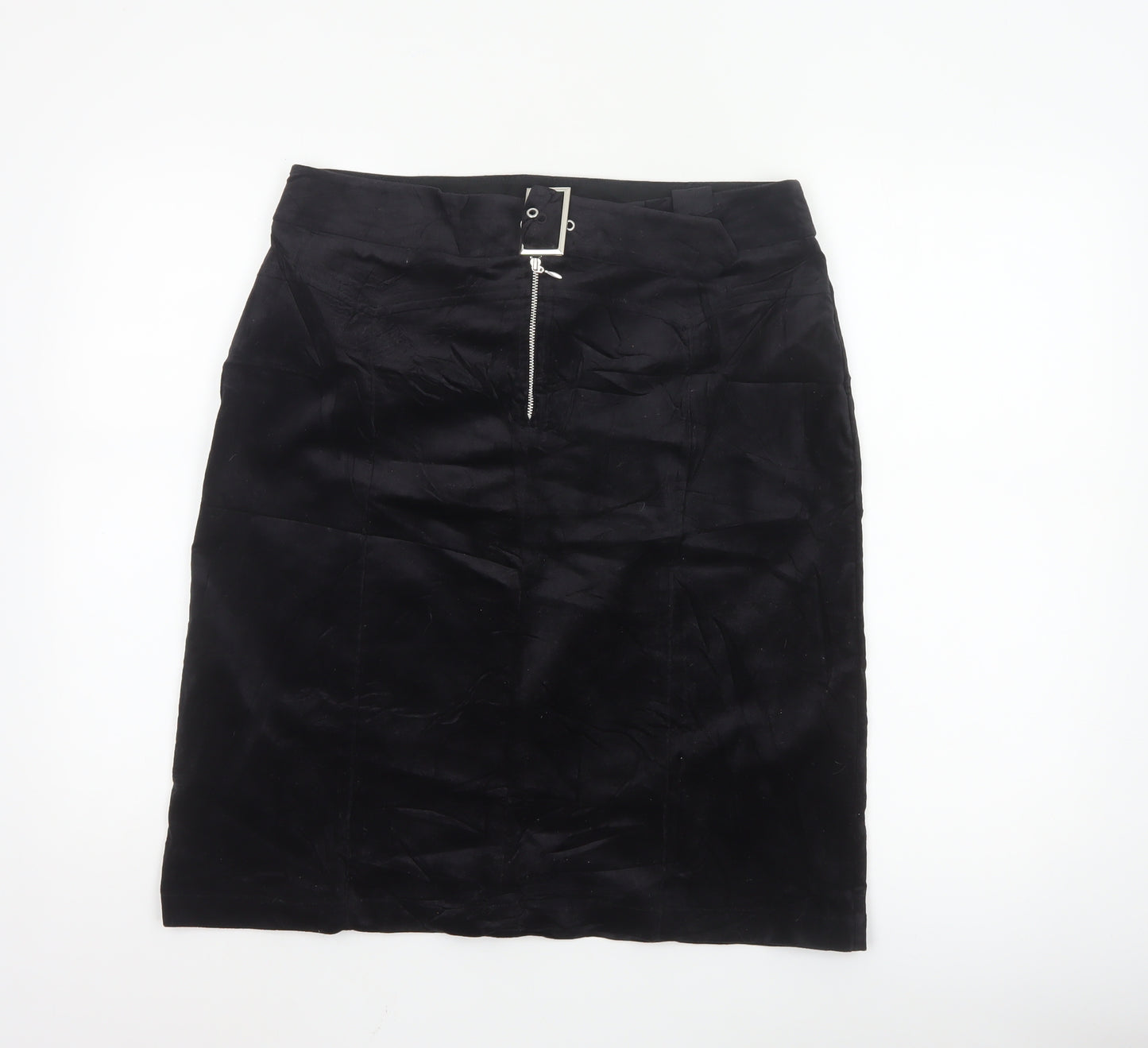Next Women Black Knee Length Pencil Skirt UK 14 Cotton Stretch